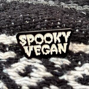 Spooky Vegan Black Enamel Pin